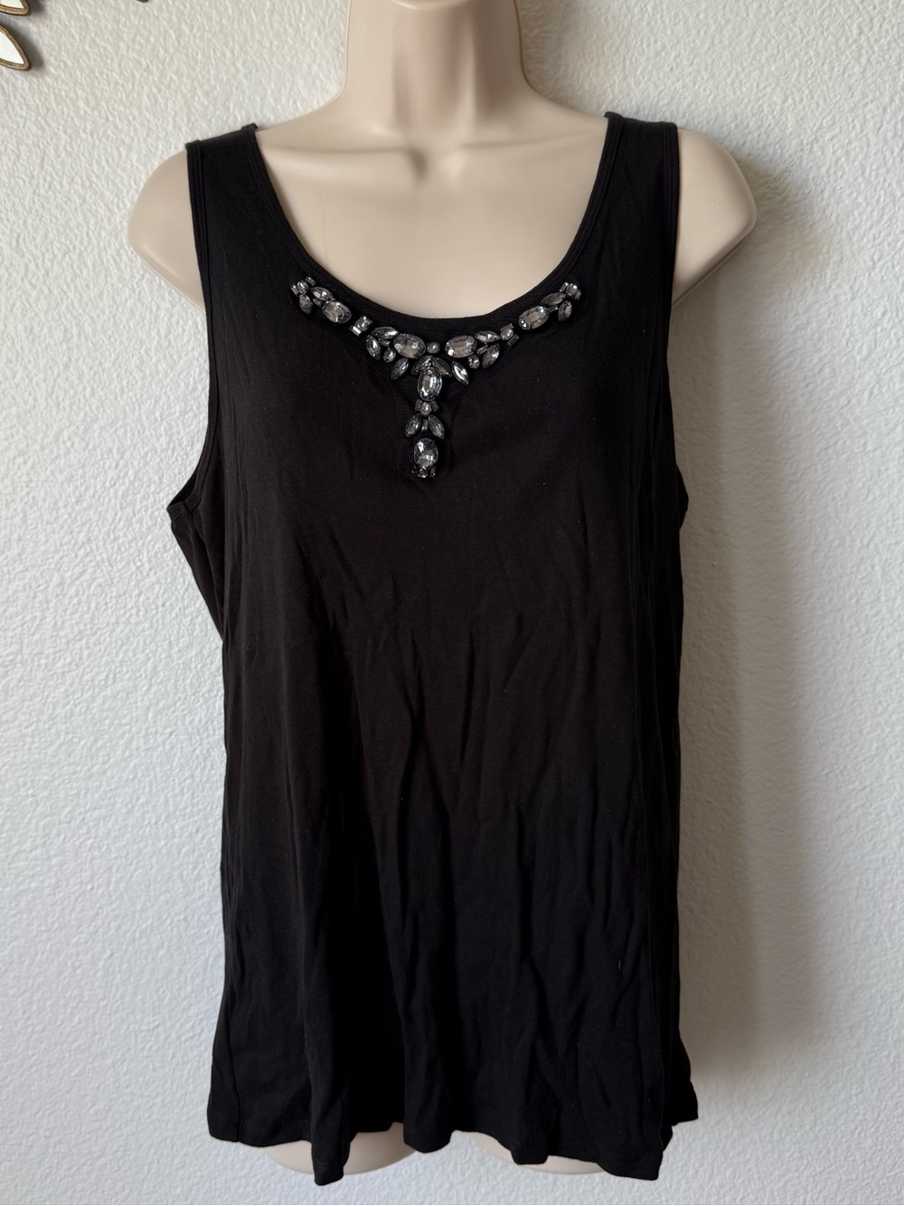 Ann Taylor Black Jeweled Tank Top